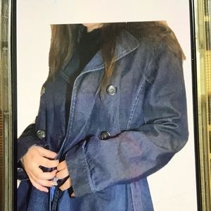 Ann Taylor Loft Denim Jean Trench Jacket Size S 100% Cotton Doesnt Have The Belt